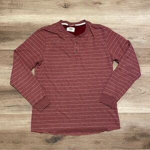 Marine Lauer Double knit Henley Burgundy Striped Mens Small Made in USA